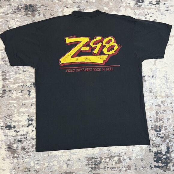 Vintage Fruit Of The Loom Radio T-Shirt XL Black Z98 Rock N Roll Single Stitch - Picture 6 of 10